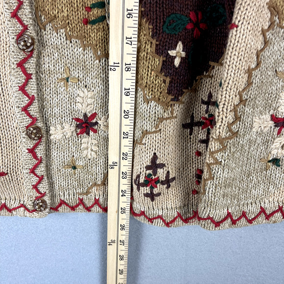 VTG Eagles Eye Cardigan Sweater Womens XL 3D Knit Chunky Christmas Artsy 90s - Picture 12 of 16